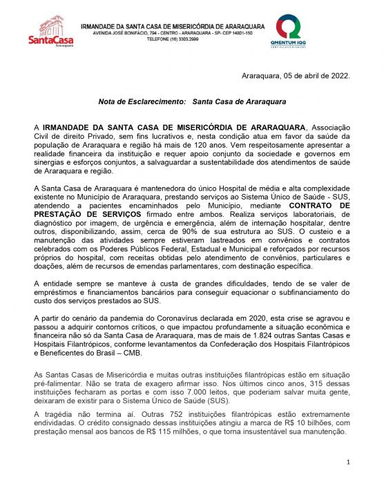 Foto 3 de 4 — Ajuda: Reunião busca solução para crise da Santa Casa de Araraquara